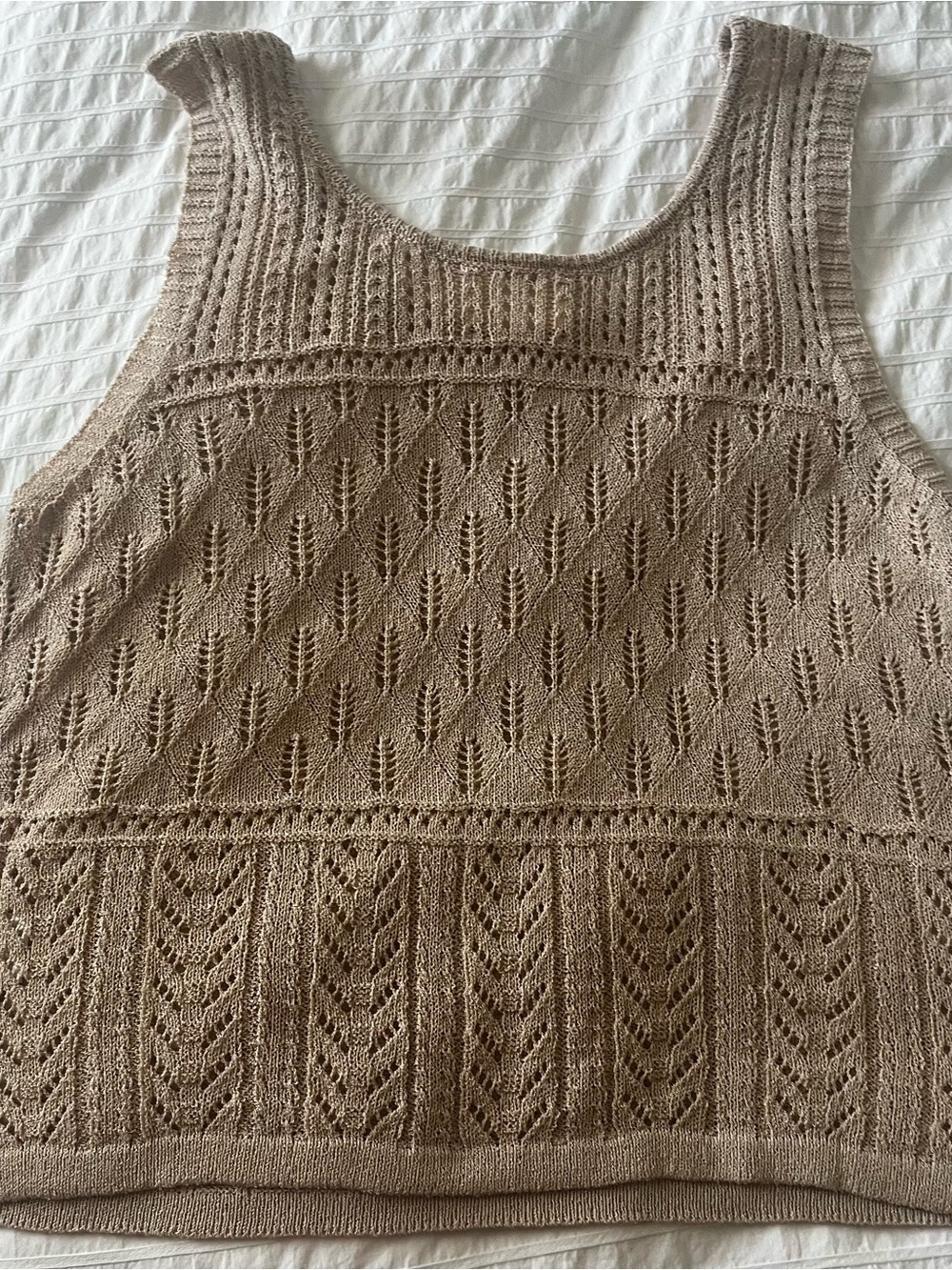 Sleeveless Knit Crop Top in Taupe Brown